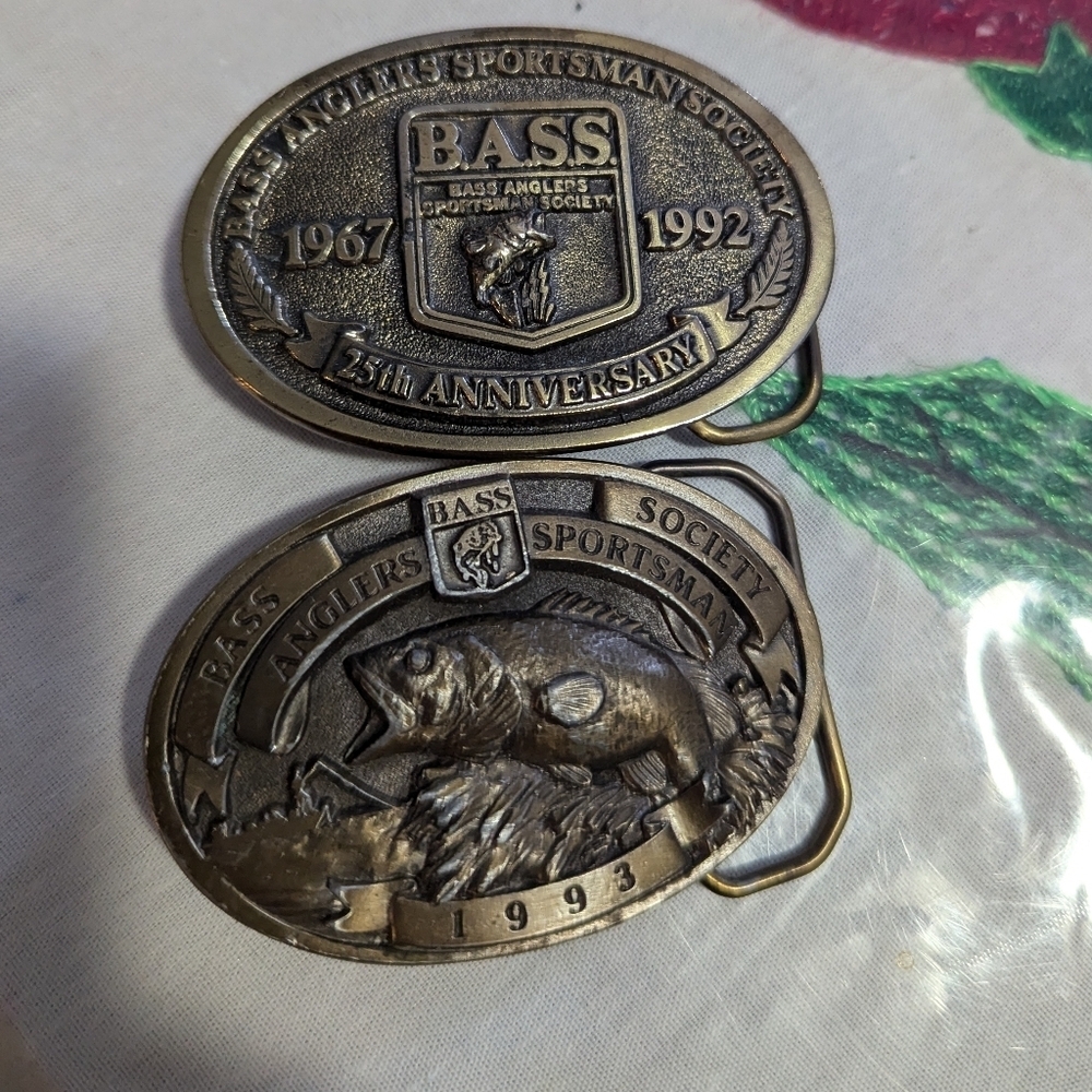 Vintage B.A.S.S. Anglers Sportsman Society Belt Buckles